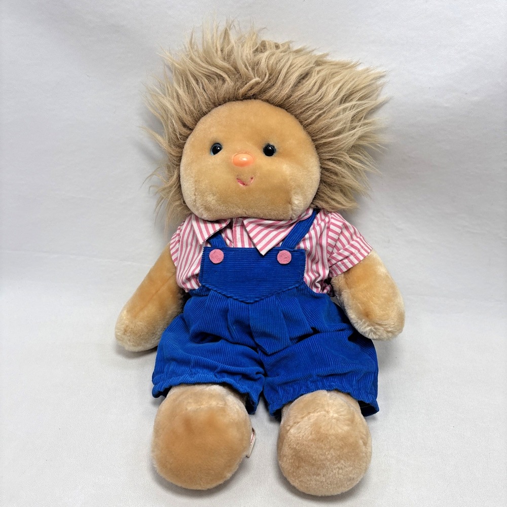 Vintage Animal Fair Boy Critter Plush Stuffed Overalls Striped Shirt 80s Rare